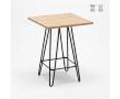 AHD AMAZING HOME DESIGN Mesa alta para taburetes industriales 60x60 metal acero madera BOLT