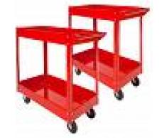 TECTAKE 2 Carros de herramientas con ruedas y 2 estantes - carro porta