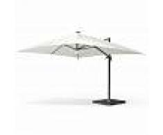 ALICE'S GARDEN Sombrilla jardín, Parasol excéntrico cuadrado, LED, Crudo, 300x400 cm