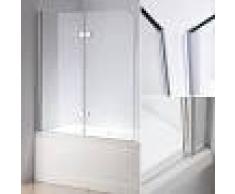 MUCOLA 139x119 CM Bañeras de cristal Mampara de ducha Pared de bañera plegable