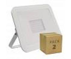 EFECTOLED Pack Foco Proyector LED Slim Cristal 50W Blanco (2 un) Blanco Frío