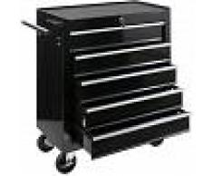Arebos Carro de Taller caja de Herramientas 5 cajones Negro