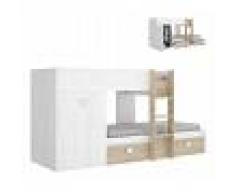 HD DECO Cama litera infantil,acabado blanco Artiko y Natural, COLCHONES +