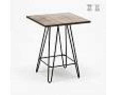 AHD AMAZING HOME DESIGN Mesa alta para taburetes industriales 60x60 metal acero madera BOLT