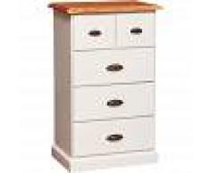 BISCOTTINI Cajonera de estilo Country de madera maciza de tilo armazón blanco
