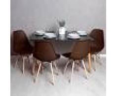 REGALOS MIGUEL Conjunto Mesa Tower Rectangular 120 x 80 cm Negra y Pack 4 Sillas Tower
