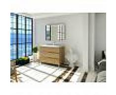 PLUSBAÑO Conjunto de baño Mueble 100x85x46 - Lavabo - Espejo 100 x 80 Roble