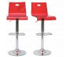 MILIBOO Taburete de bar SATURNO color rojo transparente (lote de 2) - MILIBOO