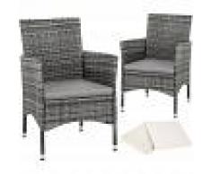TECTAKE 2 Sillas de ratán + 4 fundas - sillas de comedor imitación mimbre,
