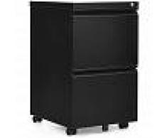COSTWAY Cajonera con Ruedas de Metal Gabinete con Cerradura y 2 Cajones Armario