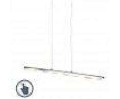 QAZQA Moderno Lámpara colgante de acero con placa de vidrio con LED con