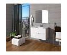 PLUSBAÑO Conjunto de baño Mueble 90x56x46 - Lavabo - Espejo 90 x 80 Blanco Mate