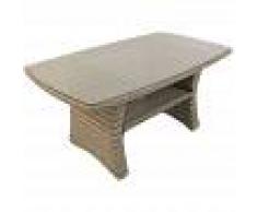 EDENJARDIN Mesa auxiliar para jardín con cristal, de aluminio y ratán sintético en