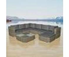 ASUPERMALL Set de muebles de jardin 8 pzas y cojines ratan sintetico gris
