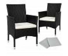 TECTAKE 2 Sillas de ratán + 4 fundas - sillas de comedor imitación mimbre,