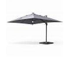 ALICE'S GARDEN Sombrilla jardín, Parasol excéntrico cuadrado, LED, Gris, 300x400 cm
