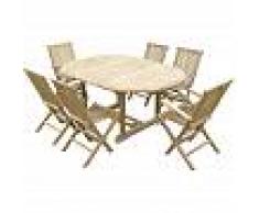 TECK'LINE Conjunto de jardín de teca de lujo SAWAH 4 sillas y 2 sillones JENAE