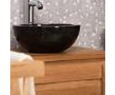 WANDA COLLECTION lavabo sobre encimera redondo BARCELONA de mármol color negro