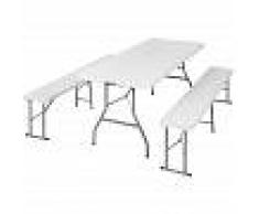 TECTAKE Mobiliario de camping 3 piezas - mesa de camping + bancos, mesa y