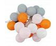 BARCELONA LED Guirnalda LED 24 Bolas de algodón con USB 3m-IP44-7cm Rosa, blanco,