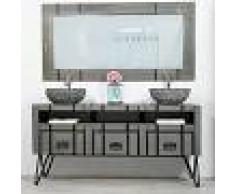 WANDA COLLECTION Mueble doble para cuarto de baño LOFT de mindi y metal 160 cm gris
