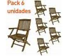 EDENJARDIN Pack 6 sillones de jardín teca plegables Madera teca grado A