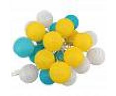BARCELONA LED Guirnalda LED 24 Bolas de algodón con USB 3m-IP44-7cm azul, amarillo,