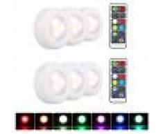 ASUPERMALL L¨¢mpara LED debajo del gabinete RGB Luz Puck Paquete de 6 Luz de