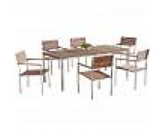 BELIANI Conjunto de jardín en madera/acero para 6 personas VIAREGGIO - BELIANI