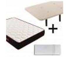 HOGAR24 Base tapizada + Colchón Memory Fresh + Almohada 100 % viscoelástica 26