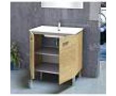 PLUS BAÑO Conjunto de baño - Mueble Lavabo Espejo 60x45x75 Roble natur ONA - PLUS