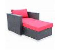 ALICE'S GARDEN Muebles de jardín, Rattan sintético, Negro Rojo, 1 plaza Genova