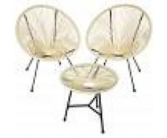 TECTAKE Conjunto de 2 sillas Gabriela con mesa - sillas tipo acapulco con mesa,