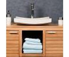 WANDA COLLECTION lavabo sobre encimera grande crema 50 cm rectángulo de mármol GÉNOVA
