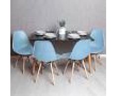 REGALOS MIGUEL Conjunto Mesa Tower Rectangular 120 x 80 cm Negra y Pack 4 Sillas Tower