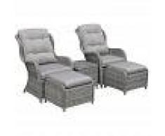 ALICE'S GARDEN Muebles de jardín, Resina trenzada redonda, Natural Cojines Beige, 2