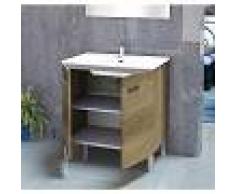 PLUS BAÑO Conjunto de baño - Mueble Lavabo Espejo 60x45x75 Roble gris ONA - PLUS