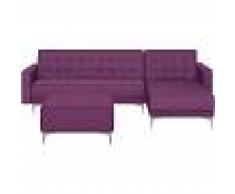 BELIANI Sofá cama esquinero tapizado violeta con reposapiés izquierdo ABERDEEN