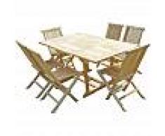 C&L JARDIN Conjunto de jardín de teca SERANG 6 sillas JALANG - C&L JARDIN