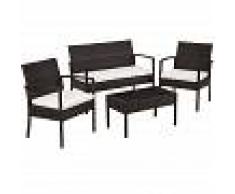 TECTAKE Conjunto de ratán Sparta 3+1 - mueble de exterior de poli ratán,
