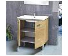 PLUS BAÑO Conjunto de baño - Mueble Lavabo Espejo 80x46x78 Roble natur ONA - PLUS