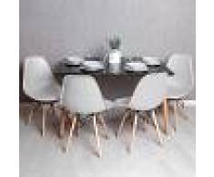 REGALOS MIGUEL Conjunto Mesa Tower Rectangular 120 x 80 cm Negra y Pack 4 Sillas Tower