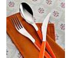 HERMIA CONCEPT Cubertería 30 Piezas - 100% Acero Inoxidable - Plateado Y Naranja