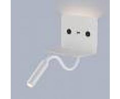 Barcelona LED Aplique de pared LED para lectura "SLANGE" 3W orientable y base de carga USB