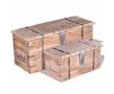 Vida XL Set de baúl de almacenamiento de madera de acacia 2 unidades
