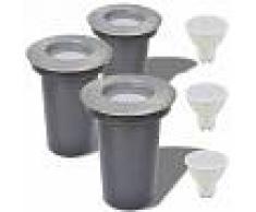 Vida XL Focos LED empotrables de suelo para exteriores redondos 3 uds