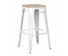 Sklum.com Taburete Alto Tolix Vintage Madera Blanco Roto & Madera Natural