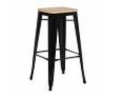 Sklum.com Taburete Alto Tolix Madera Negro & Madera Natural