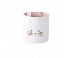 Maisons du Monde Cesta ratón de tela blanca y rosa