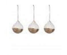 La Forma Set Galia bolas decorativas rayas blanco y dorado